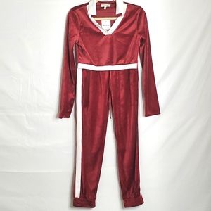 Velour Side Stripe Tracksuit Pullover and Joggers Y2K Retro Size M